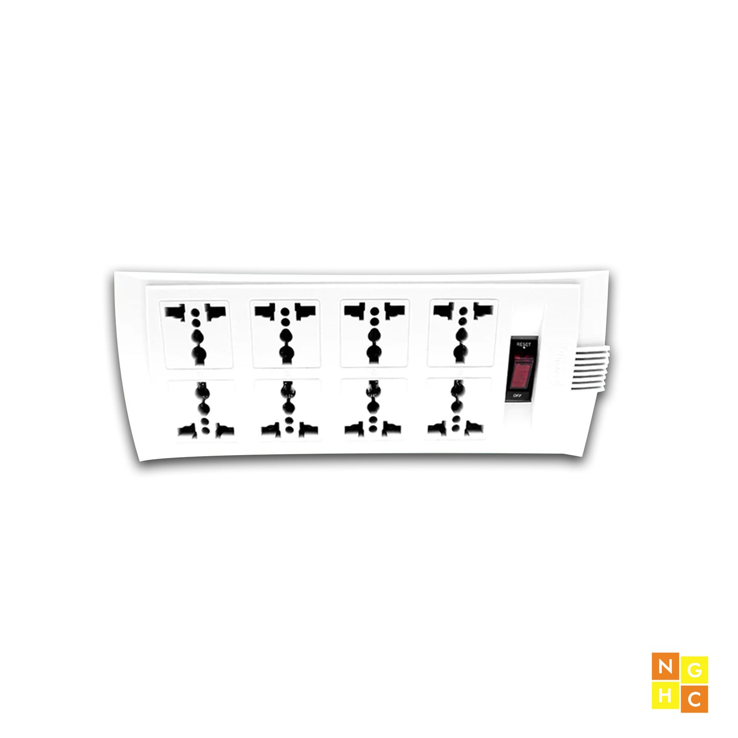 Omni Universal Outlet Extension Cord 8-Gang with Switch 10A (WEU-108-PK) - Heavy-Duty Multi-Socket Power Strip