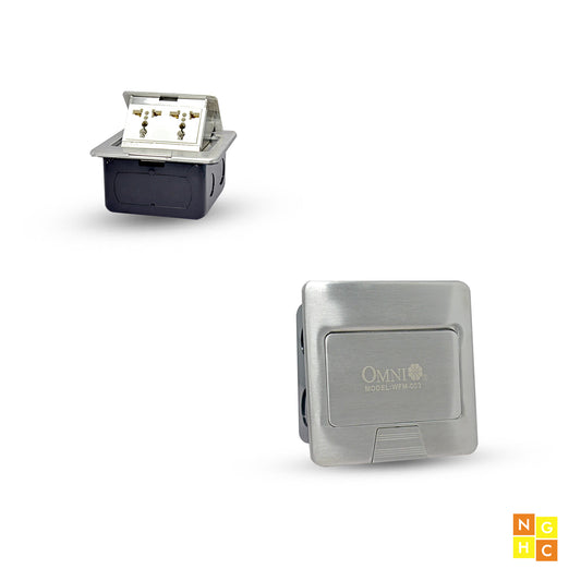 Floor Mounted Outlet Square Type Silver 16A Duplex Outlet (WFM-003) - Sleek and Durable Electrical Socket